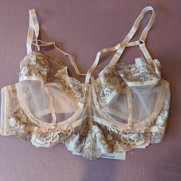 NWT Wolf and Whistle Grace Blush Embroidered Bra - Picture 3 of 8